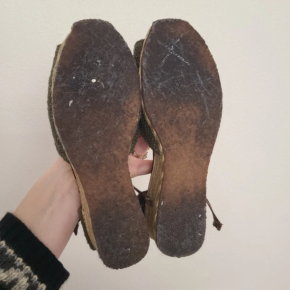 UGG Olive Green Sz 8 Espadrille 1652 Mar Wedge Sandals Resort‎ Boho Cottagecore
